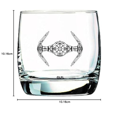 Star Wars Glass Set - X-Wing & TIE Fighter - Collectible Gift Set of 2 Glasses - 10 oz Capacity - Classic Design - Heavy Base