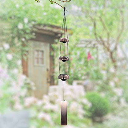 Temple Wind Chime, Red Copper Wind Chimes with 3 Bells, Feng Shui Wind Chimes for Home Yard Outdoor Decoration, A Great Memorial Wind Chime for Someone Who Loves Peace