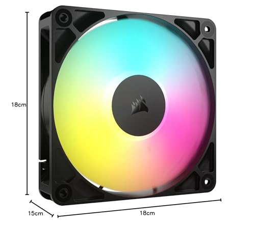 CORSAIR RS120 ARGB 120mm PWM Fan – Daisy-Chain Connection – Low-Noise – Magnetic Dome Bearing – Single Pack – Black