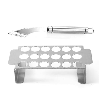 2 Pcs Stainless Steel Chili Grills with 2 Jalapeno Corer Tools, Outdoor BBQ Non-Stick Grills, Jalapeno Popper Holder for Grills, Perfect for Cooking Chili, Chicken Legs, 18 Funnel Holes Grill Tools