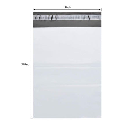 RyhamPaper Poly Mailers, 12" x 15.5" Envelopes Shipping Bags Self Sealing, 100 Bags(White)