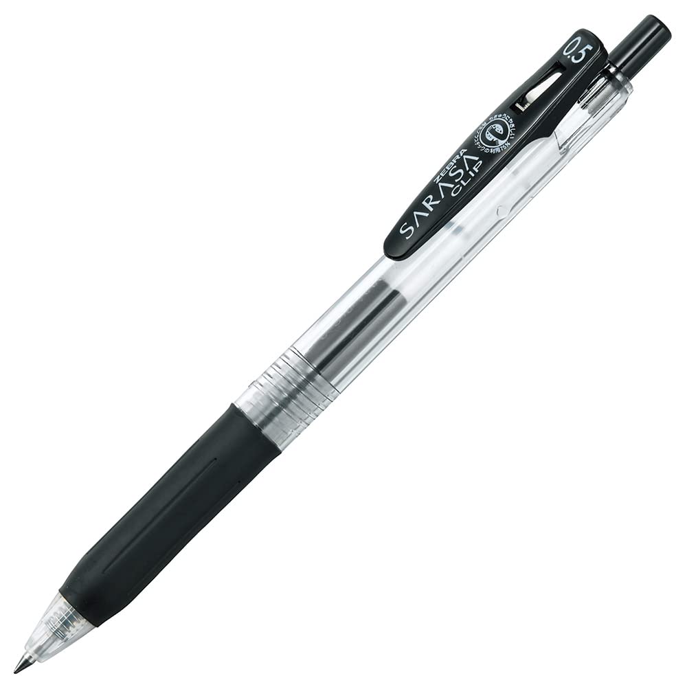 Zebra Pen SARASA Clip Retractable Gel Pen, 0.5mm Fine Point, Black Ink, Water-Based, Ideal for Office and School, Journal, Note Taking and Planner Use, 75% Recycled, 12-Pack (47310)
