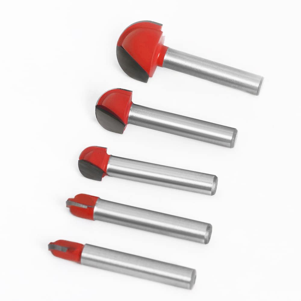 Saipor 8pcs 1/4" Shank Cove Core Box Router Bit Set Carbide Tipped Round Nose Router Bits Wood Milling Cutter Tool Set