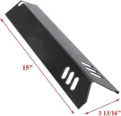 Criditpid 15 inch Porcelain Grill Heat Shields Replacment for Dyna-Glo DGF510SBP, DGF493BNP, Set of 4 Barbeque Grill Heats for Backyard Grill Replacement Parts BY15-101-001-02 BY13-101-001-13 GBC1460W