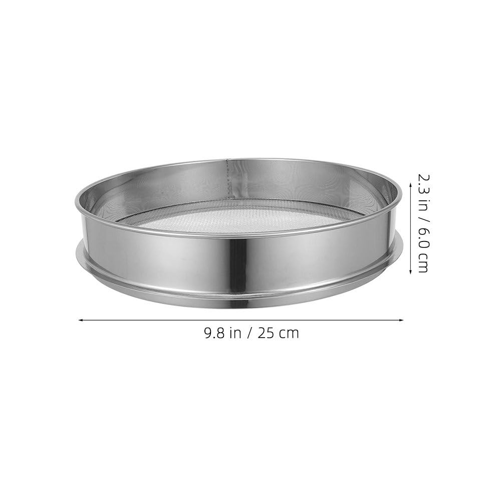 Veemoon Stainless Steel Garden Soil Sieve. Soil Classifier Sifter Round Planter Sand Screen Pan - 2mm Mesh Sifter Pan for Potting Compost and Sand Rock Sifting Filtration (9.8 Inch)