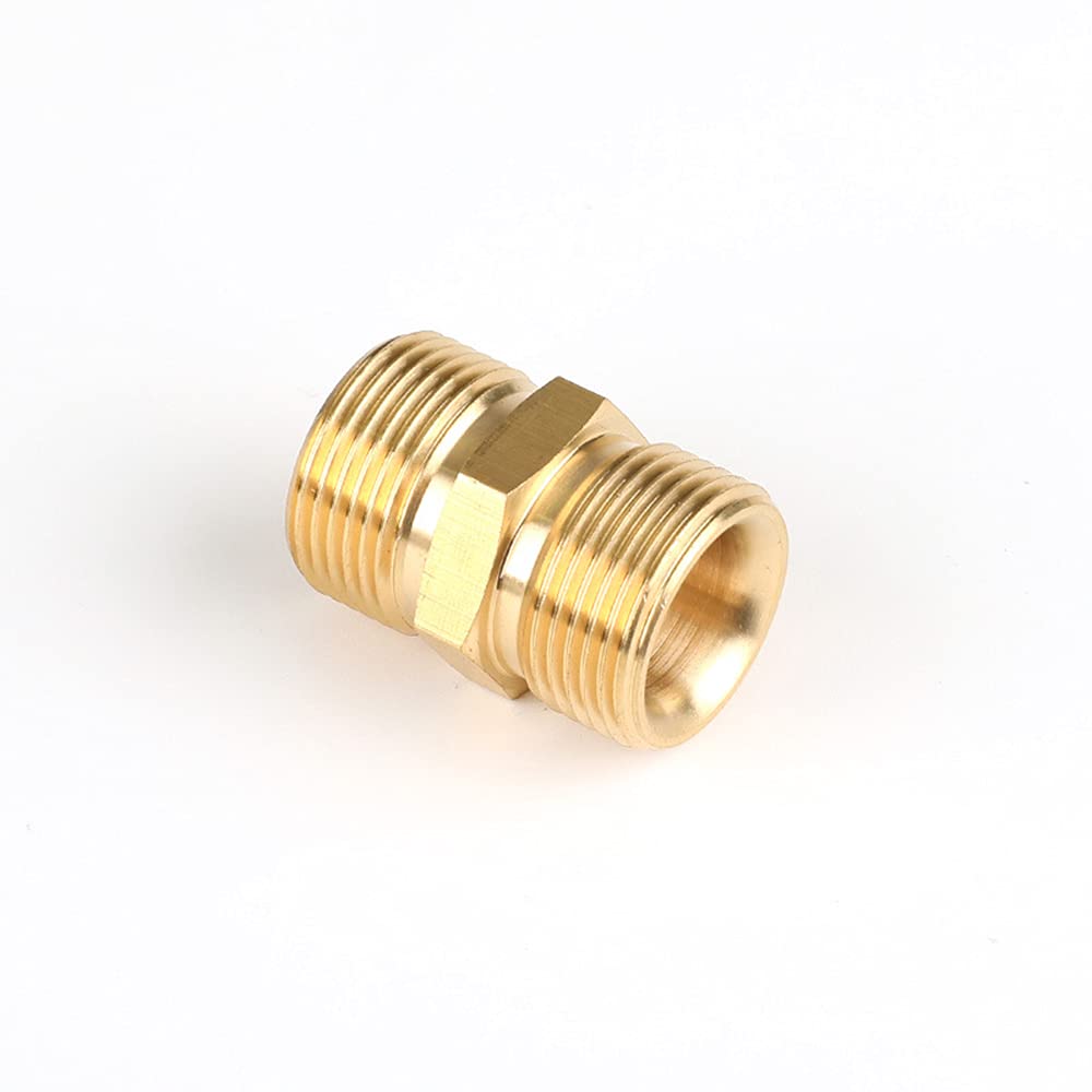 Pressure Washer Hose Coupler M22 Metric Male Thread Fitting M22 14mm to M22 15mm Adapter Solid Brass 4500 PSI Garden Hose Thread Male to Female Adapters (2 Pack)
