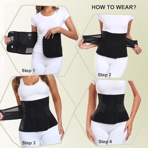 Postpartum Belly Wrap Waist Cincher – C Section Recovery Belt, Post Partum Women Belly Belt, Abdominal Binder After Pregnancy Postpartum Belly Band After Birth Brace (Black, S/M)