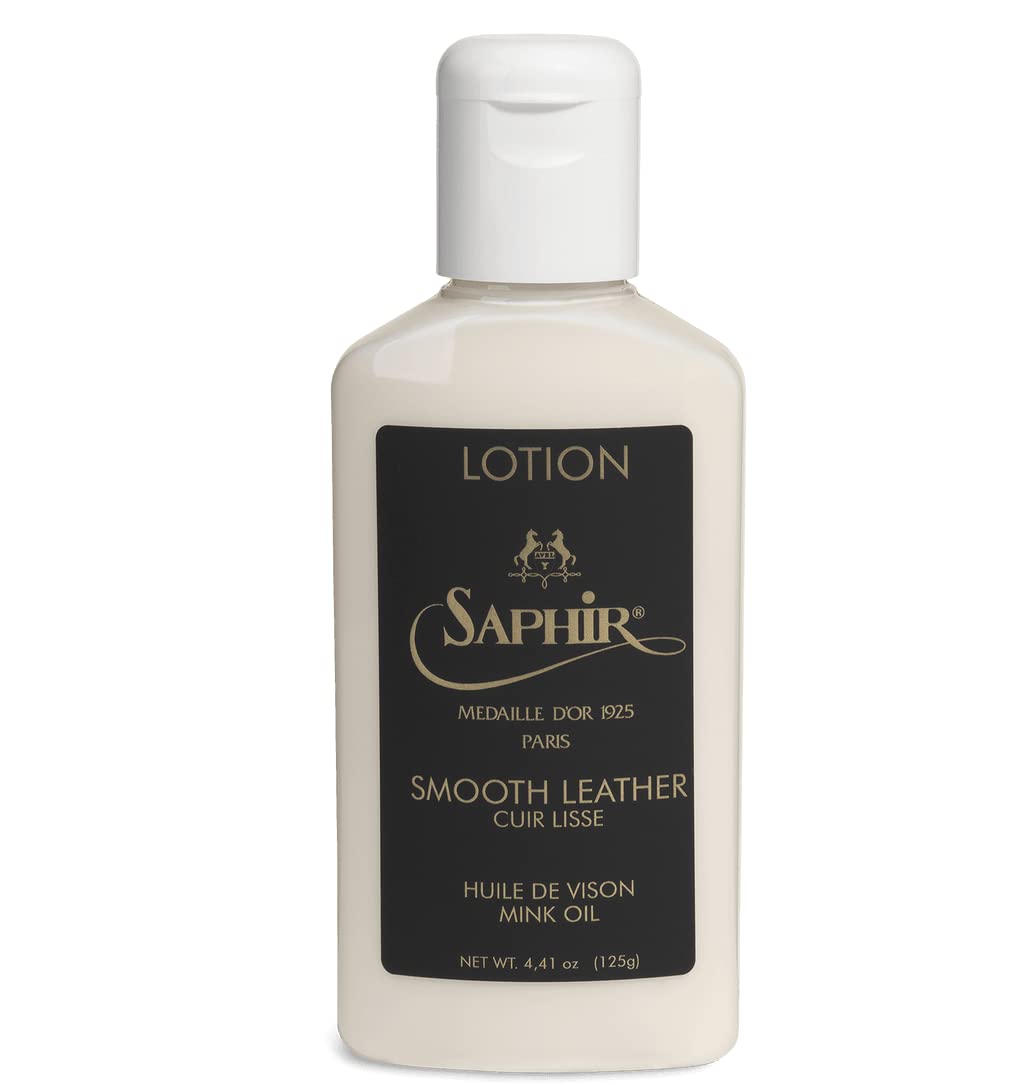 Saphir Médaille d’Or Leather Lotion – 125ml – Luxury Conditioner with Mink Oil for Cleaning, Nourishing & Protecting Smooth Leather Shoes, Bags, Jackets & Furniture – Restores Shine & Softness