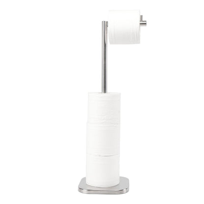 TocTen Toilet Paper Holder Stand, Free Standing Toilet Paper Holder with Reserve, Stainless Steel Weighted Base Toilet Tissue Paper Roll Storage Holder for 5 Rolls of Toilet Tissue(Brushed Nickel)