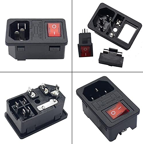 DEVMO 2PCS 3D Printer Power Switch 220V/110V 10A Short Circuit Protection Socket Inlet Module Plug with 250V Fuse Switch for Anet A8 Ender 2 and Most Printer