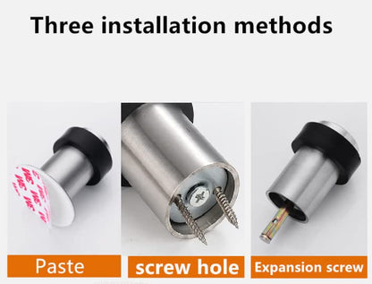 4Sets Stainless Steel Door Stop,Cylindrical Floor Mount Doorstops with Rubber Bumper Decorative