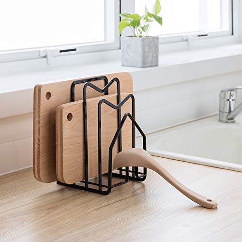 Cutting Board Racks Holders Pot Pan Lids Holders Chopping Board Organizers Thin Bakeware Trays Dry Display Stands Kitchen Countertop Cabinet Office Black