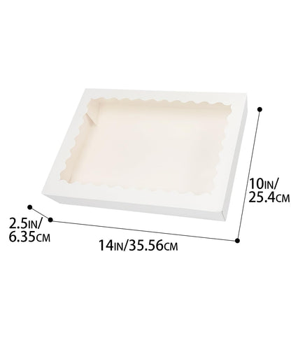 qiqee White 14x10x2.5 Inch Cookie Box with Window 12Pcs Bakery Pastry Macaron Bakery Box For Packaging (Auto-pop Up)
