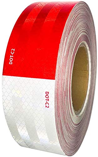 2 inch x150Feet Reflective Safety Tape DOT-C2 Waterproof Red and White Adhesive Conspicuity Tape for Trailer, Outdoor, Cars, Trucks