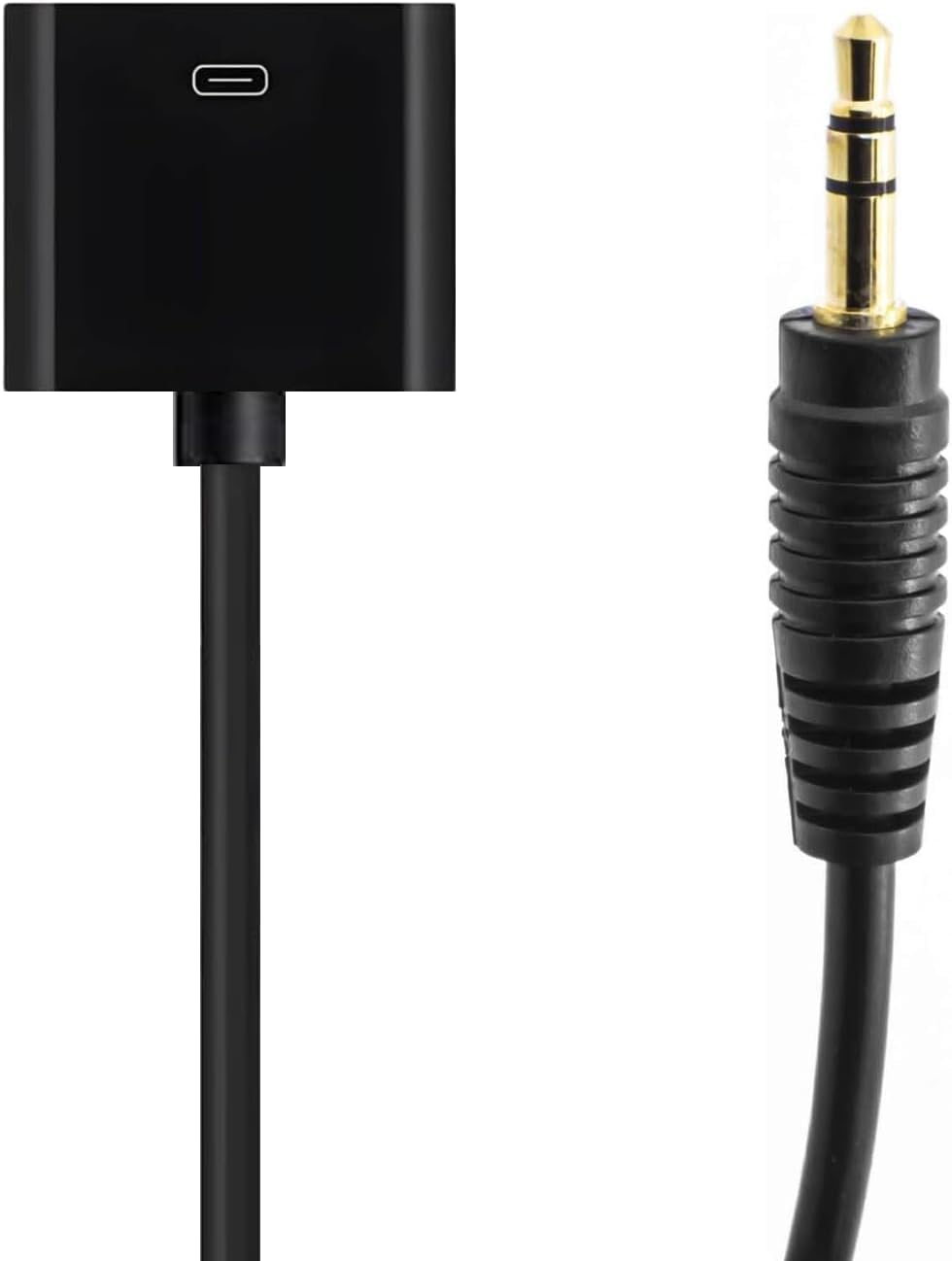 30 Pin Female Dock Connection to 3.5mm Male Audio Output AUX Cable, 3.5mm Audio Plug to Pod Dock Female Adapter, 5 feet, Black