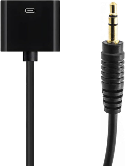 30 Pin Female Dock Connection to 3.5mm Male Audio Output AUX Cable, 3.5mm Audio Plug to Pod Dock Female Adapter, 5 feet, Black