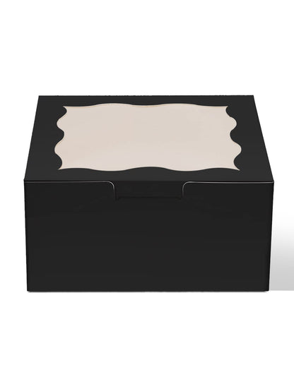 Bakepacker 4x4x2.5" Black Bakery Boxes with Window 60pcs Mini Cookie Boxes Macaron boxes Small Donut Pastry Boxes for Party