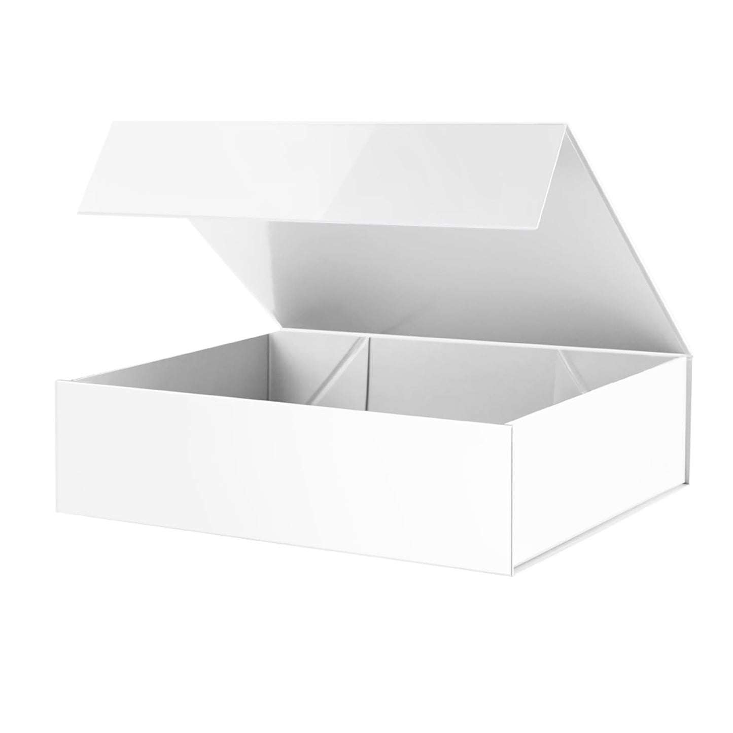 PACKHOME Gift Box 13x9.7x3.4 Inches, Large Gift Box with Lids, Sturdy Shirt Box with Magnetic Lid for Wrapping Gifts (Glossy Metallic White)