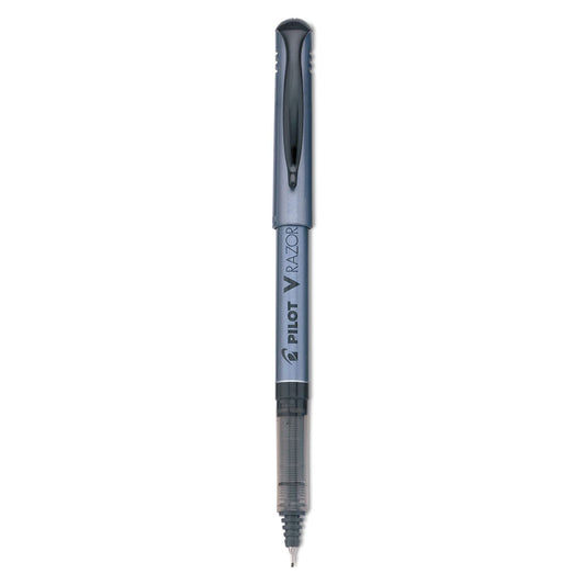 Pilot V Razor Point Liquid Ink Marker Pens, Extra Fine Point, Black Barrel, Black Ink, Dozen Box -11020