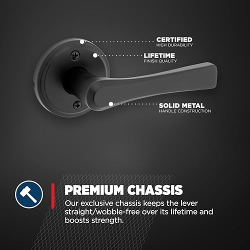 Weiser Katella Matte Black Dummy Door Handle, Reversible One Sided, Individual Closet and French Door Non-Turning Door Handle