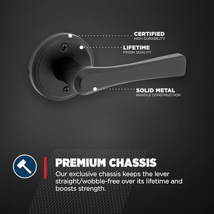 Weiser Katella Matte Black Dummy Door Handle, Reversible One Sided, Individual Closet and French Door Non-Turning Door Handle