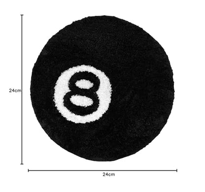 Aewerpec 24" Black Geometric Number 8 Ball Rug, Unique Circle Area Rug for Bedroom Decor