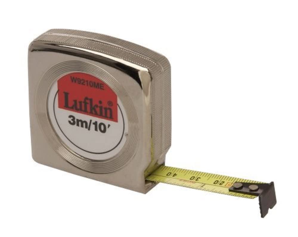 Crescent Lufkin 1/2" x 3m/10' Mezurall® Chrome Case SAE/Metric Yellow Clad Power Return Tape Measure - W9210ME