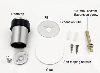 4Sets Stainless Steel Door Stop,Cylindrical Floor Mount Doorstops with Rubber Bumper Decorative