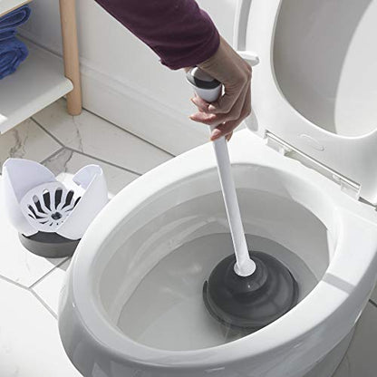 Clorox Toilet Plunger with Hideaway Caddy for Bathroom, Accessories Organizers & Storage, Toilet Unclogger, Plunger with Holder