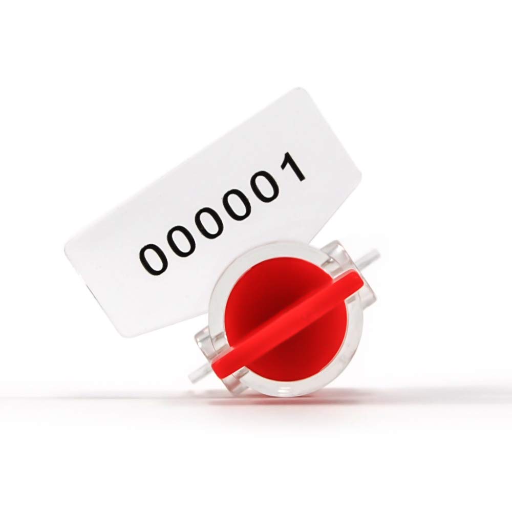 Leadseals(R) Anti-Tamper Twist Tight Roto Security Meter Seals High Electric Security Utility Plastic Padlock Gas Meter Seals Numbered (Red, Pack of 100 PCS) with Stainless Wire (100 m)