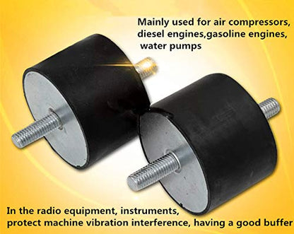 Pack of 4 Rubber Mounts Shock Absorbers Anti-Vibration Bushings for Automotive Engine Suspension and Marine Boat Applications M10 40x30mm