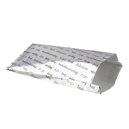 Restaurantware-Bag Tek 3.7 x 1.2 x 9.2 Inch Hot Dog Bags, 100 Small Hot Dog Wrappers - Greaseproof, Freezer-Safe, Printed Foil Accessories, Heat-Resistant, Non-Vented
