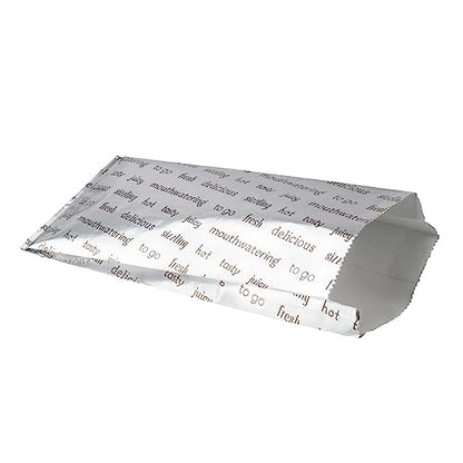 Restaurantware-Bag Tek 3.7 x 1.2 x 9.2 Inch Hot Dog Bags, 100 Small Hot Dog Wrappers - Greaseproof, Freezer-Safe, Printed Foil Accessories, Heat-Resistant, Non-Vented