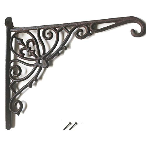 Cast Iron Hanging Plants Bracket, Heavy Duty 12" Indoor Outdoor Durable Wall Planter Hooks for Flower Pots Basket Bird Feeder Wind Chime Lanterms Patio Lawn Garden Hanger Hardware Bracket