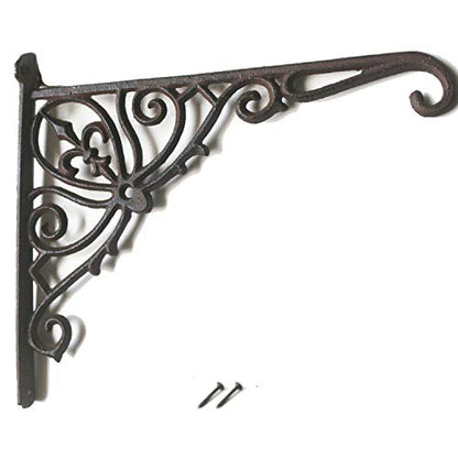 Cast Iron Hanging Plants Bracket, Heavy Duty 12" Indoor Outdoor Durable Wall Planter Hooks for Flower Pots Basket Bird Feeder Wind Chime Lanterms Patio Lawn Garden Hanger Hardware Bracket