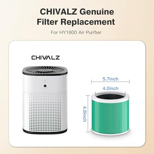 CHIVALZ Genuine HY1800 Air Purifier Replacement Filter, 3-in-1 Filtration, High-Efficiency Activated Carbon, True HEPA 13 Filter (2 Pack)