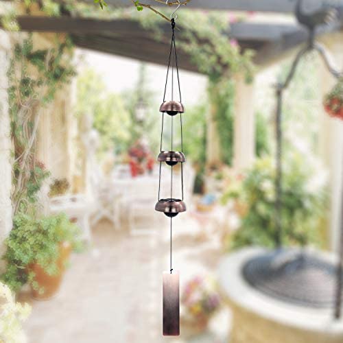 Temple Wind Chime, Red Copper Wind Chimes with 3 Bells, Feng Shui Wind Chimes for Home Yard Outdoor Decoration, A Great Memorial Wind Chime for Someone Who Loves Peace