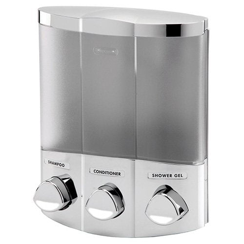 Better Living 76334-1 Euro Trio 3 Shower Liquid Dispenser with Translucent Containers, Satin Silver