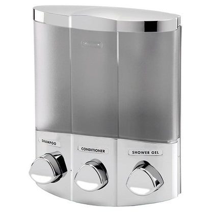 Better Living 76334-1 Euro Trio 3 Shower Liquid Dispenser with Translucent Containers, Satin Silver