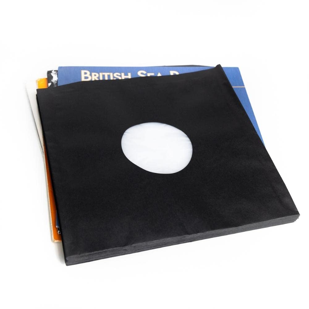 BMC 20 Vinyl Record Inner Sleeves for 12 Inch LP | Black Kraft Paper Sleeves for 33 RPM Premium Storage | Easy Viewing Polylined Protection Covers | Ideal for Single, Double, and Gatefold Collection