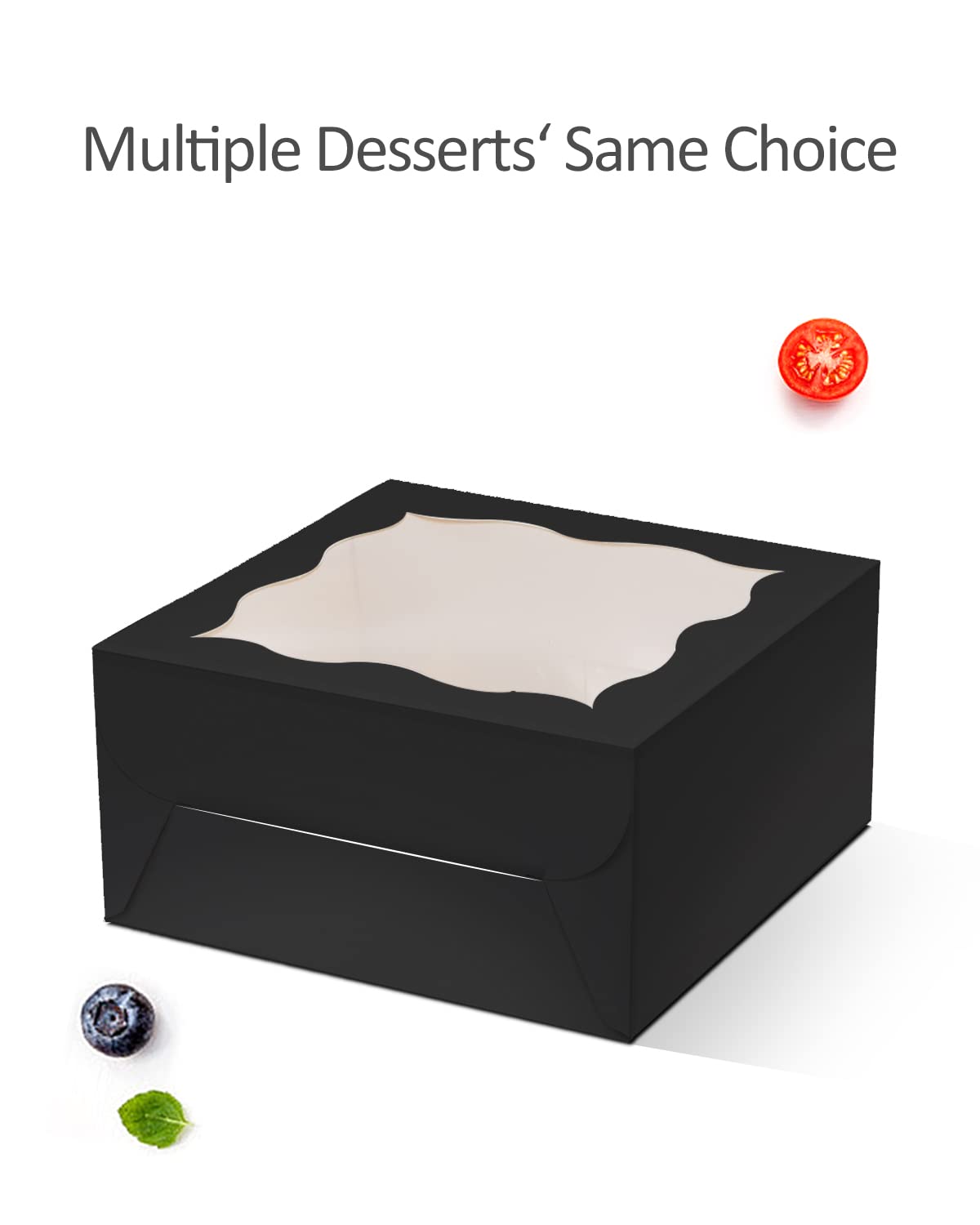 Bakepacker 4x4x2.5" Black Bakery Boxes with Window 60pcs Mini Cookie Boxes Macaron boxes Small Donut Pastry Boxes for Party