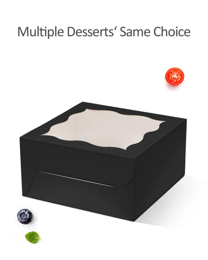 Bakepacker 4x4x2.5" Black Bakery Boxes with Window 60pcs Mini Cookie Boxes Macaron boxes Small Donut Pastry Boxes for Party