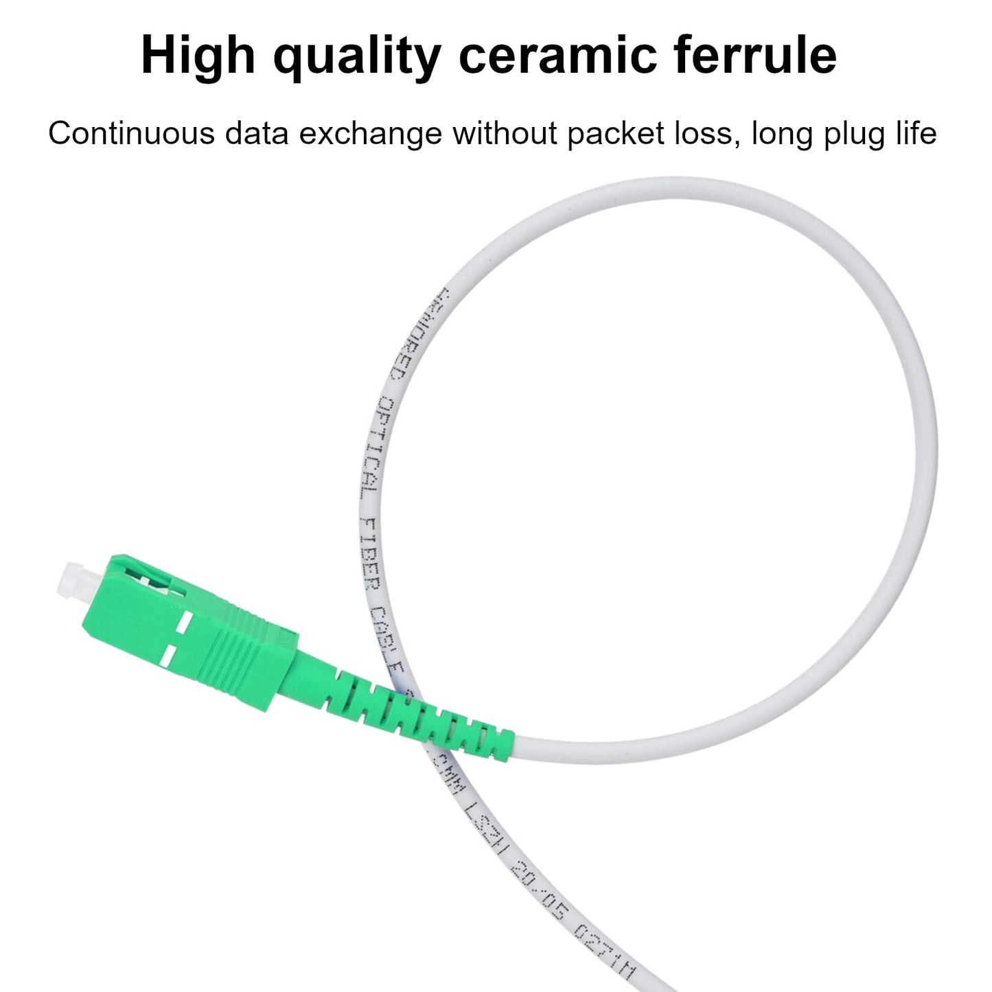 AutCreation Fiber Optic Internet Cable,Fiber Optic Patch Cable, Armored Fiber Optic Jumper Optical Patch Cord,Simplex OS1/OS2 9/125um,OD 3mm,LSZH (15M(49ft), White(SC/APC to SC/APC))