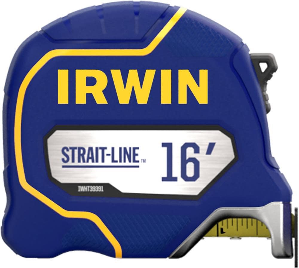IRWIN Strait-LINE Tape Measure, 16 ft, Includes Retraction Control, for All Your Measuring Needs (IWHT39391S)