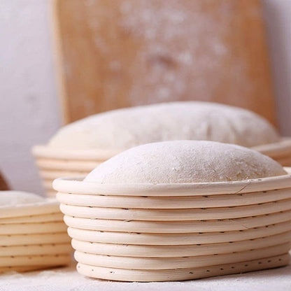 Round Oval Bread Proofing Basket Pack 2 Bread Mold Sourdough Bread Bannetons Bortforms Proofing Basket Bowl Baking Mold Bakeware Tools with Linen Cloth Liner