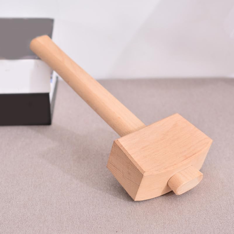 SEWACC Wooden Mallet for Woodworking and DIY Projects Beech Wood Handle Hammer with Ergonomic Grip Compact
