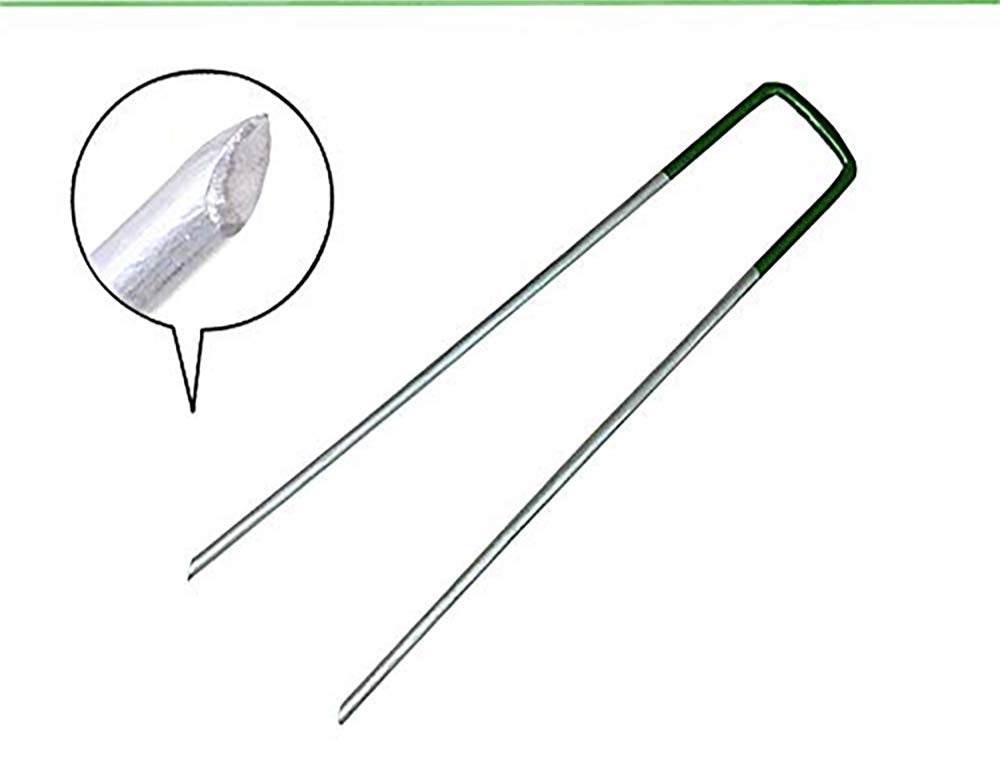 50x 6'' Garden Turf U Pins Metal Galvanised Pegs Staples Weed Artificial Grass Half Green