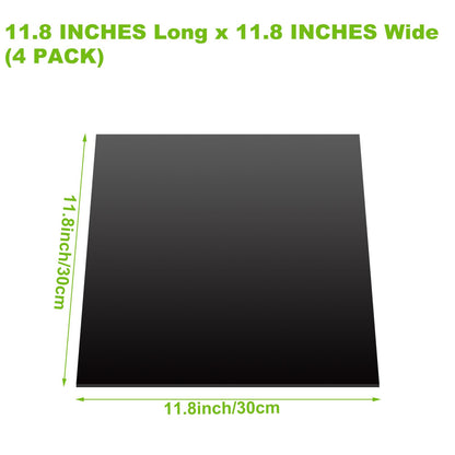 RHBLME 4 Pack Rubber Sheet, 11.8" x 11.8" x 1/16" Neoprene Rubber Sheet Adhesive Rubber Sheet, Rubber Gasket Material for Plumbing Flooring Gaskets DIY Material Leveling Sealing Bumpers