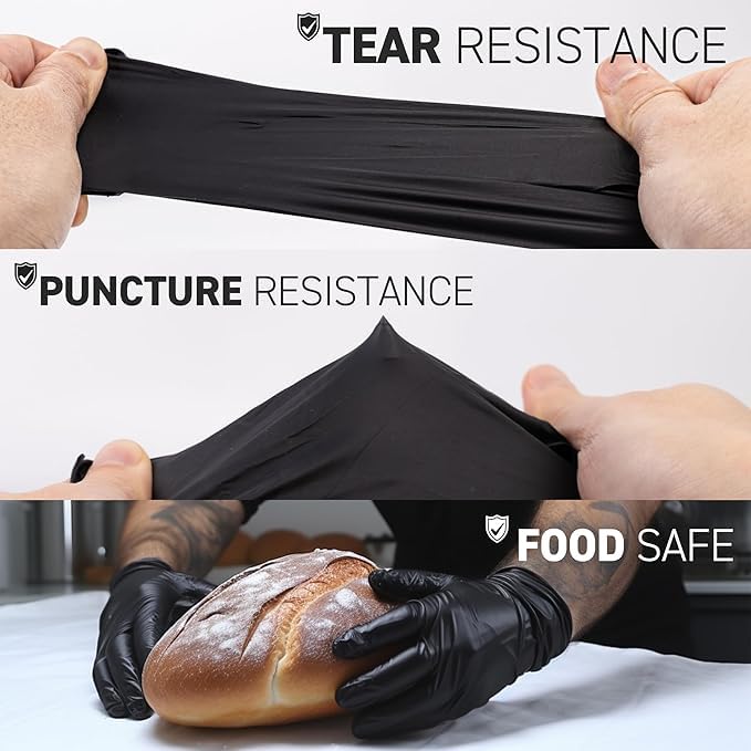 72HRS Industrial Grade Nitrile Gloves - Mechanic Gloves, 6 Mil Nitrile Gloves, Nitrile Black, Automative Gloves (200 Pieces (Medium)