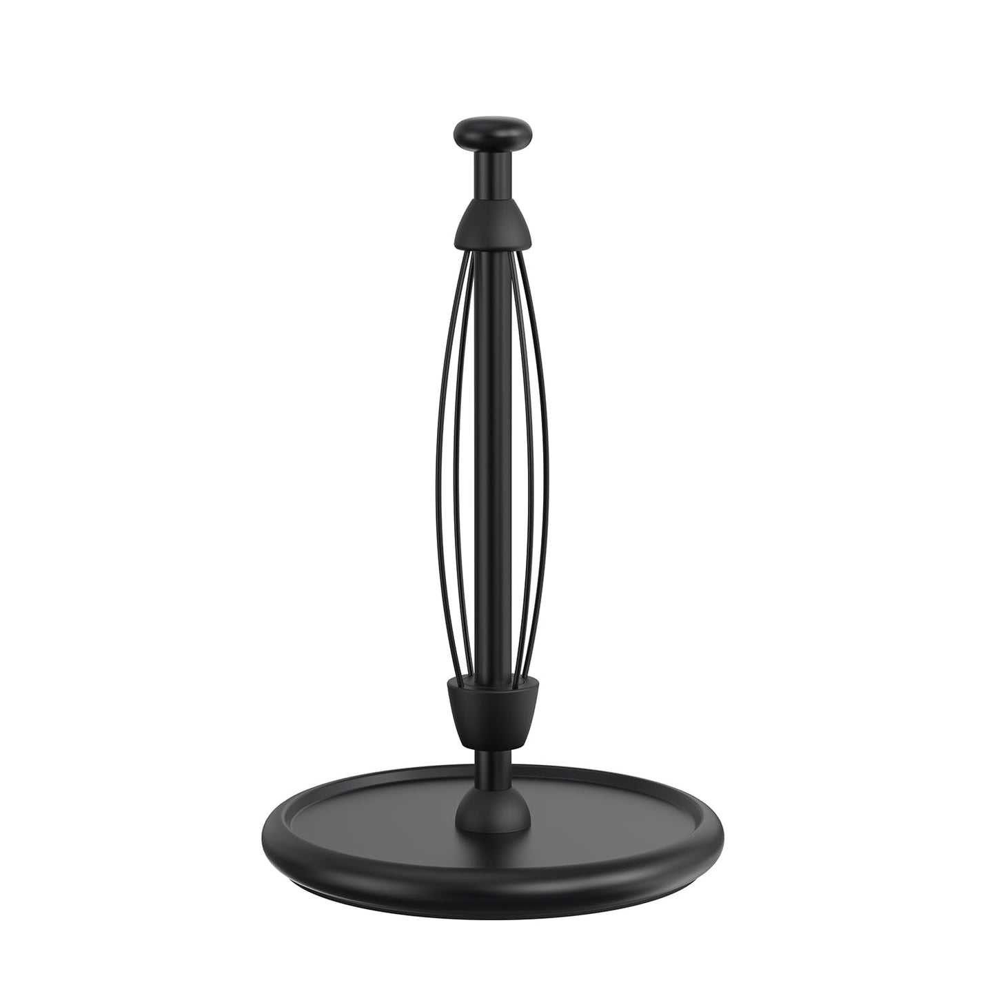 VEHHE Paper Towel Holder Countertop, One-Handed Tear Paper, Weighted Base with EVA Non-Slip Pad, Stainless Steel, Kitchen Towel Holder Stand with Ratchet Mechanism for Kitchen Bathroom Black